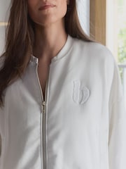B by Ted Baker Ecru Cotton Bomber Sweatshirt - Image 3 of 9