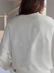 B by Ted Baker Ecru Cotton Bomber Sweatshirt - Image 4 of 9