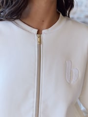 B by Ted Baker Ecru Cotton Bomber Sweatshirt - Image 5 of 9