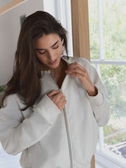 B by Ted Baker Ecru Cotton Bomber Sweatshirt - Image 8 of 9