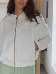 B by Ted Baker Ecru Cotton Bomber Sweatshirt - Image 9 of 9