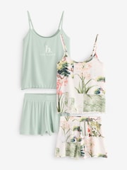 B by Ted Baker Green/ Leopard Botanical Viscose Shorts Set 2 Pack - Bild 1 von 17