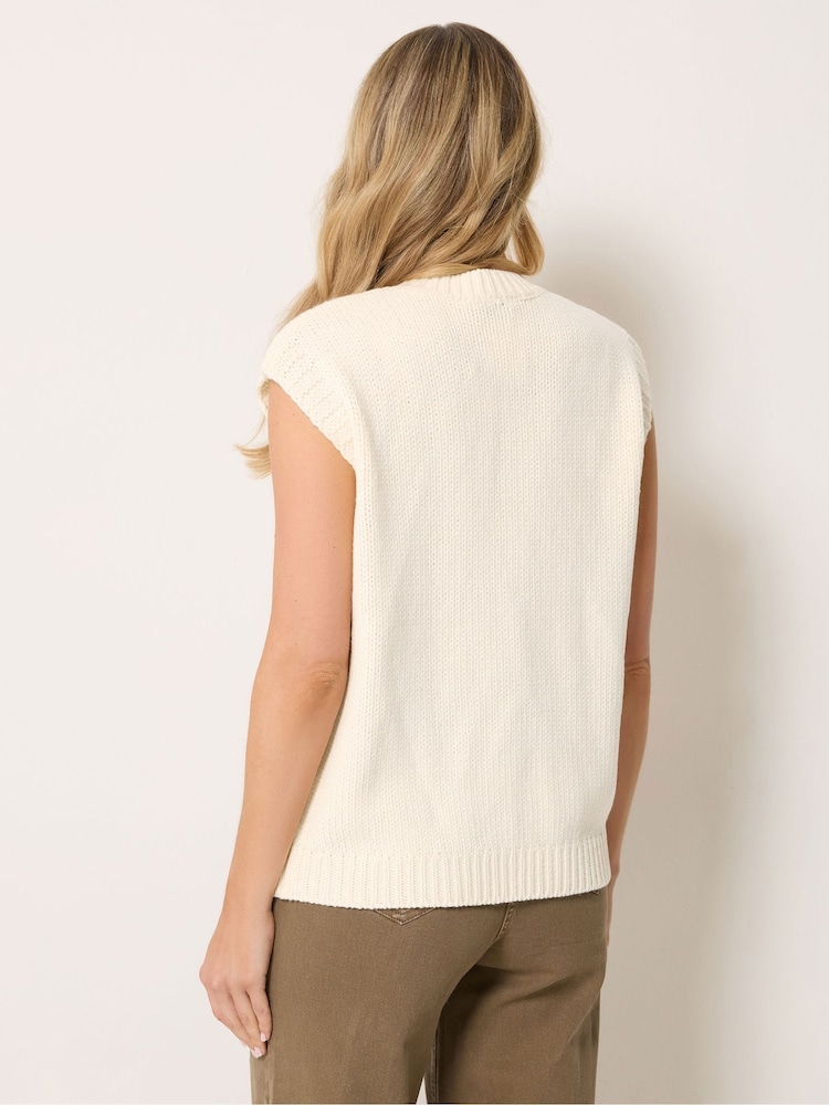 Long Tall Sally Button Detail Cable Knitted Jumper Vest - Bild 2 von 6