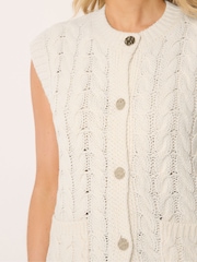 Long Tall Sally Button Detail Cable Knitted Jumper Vest - Bild 4 von 6