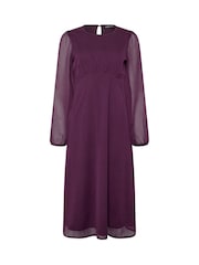 M&Co Purple Long Sleeve Midi Chiffon Dress - Image 5 of 6
