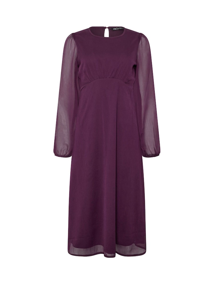 purple long sleeve midi dress Long Sleeve Ruffle Hem Maxi Dress - Purple