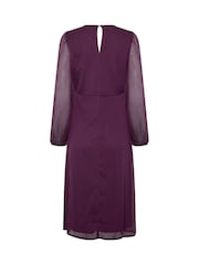 M&Co Purple Long Sleeve Midi Chiffon Dress - Image 6 of 6