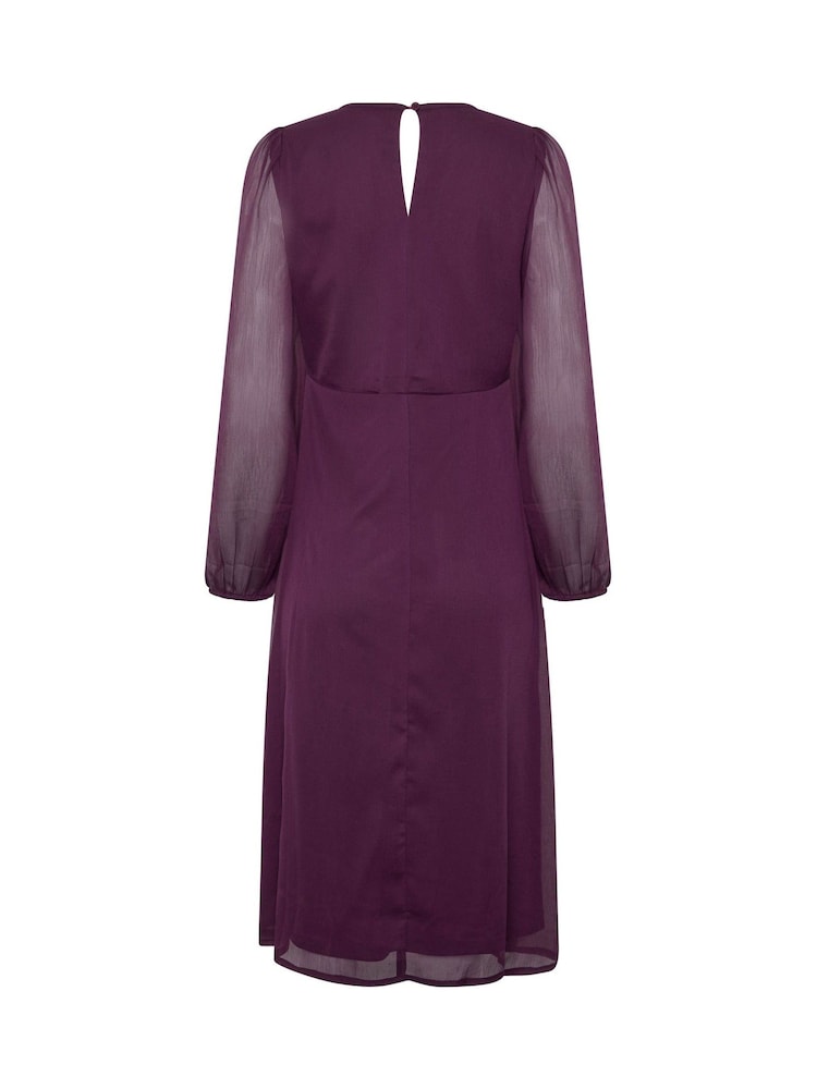 M&Co Purple Long Sleeve Midi Chiffon Dress - Image 6 of 6