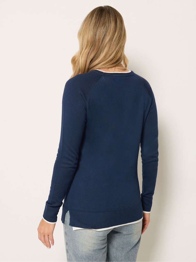 Long Tall Sally Blue Double Hem Jumper - Image 2 of 5