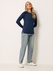 Long Tall Sally Blue Double Hem Jumper - Image 3 of 5