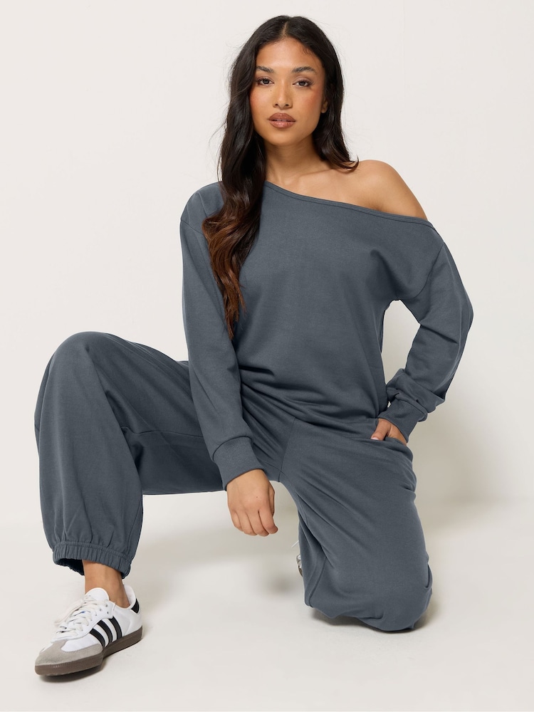 PixieGirl Petite Blue Off Shoulder Sweatshirt - Image 1 of 6 PixieGirl Petite Blue Off Shoulder Sweatshirt - Image 1 of 6