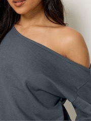 PixieGirl Petite Blue Off Shoulder Sweatshirt - Image 4 of 6