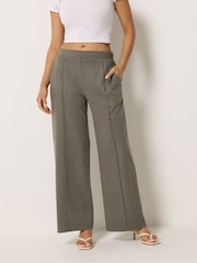 PixieGirl Petite Brown Brushed Pintuck Wide Leg Trousers - Image 2 of 6