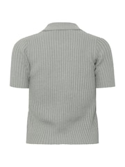 PixieGirl Petite Grey Short Sleeve Knitted Zip Cardigan - Image 6 of 6