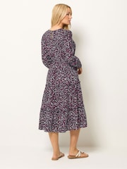 M&Co Black Ditsy Ruffle Insert Long Sleeve Dress - Image 3 of 6