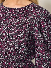 M&Co Black Ditsy Ruffle Insert Long Sleeve Dress - Image 4 of 6