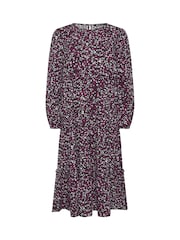 M&Co Black Ditsy Ruffle Insert Long Sleeve Dress - Image 5 of 6