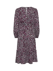 M&Co Black Ditsy Ruffle Insert Long Sleeve Dress - Image 6 of 6