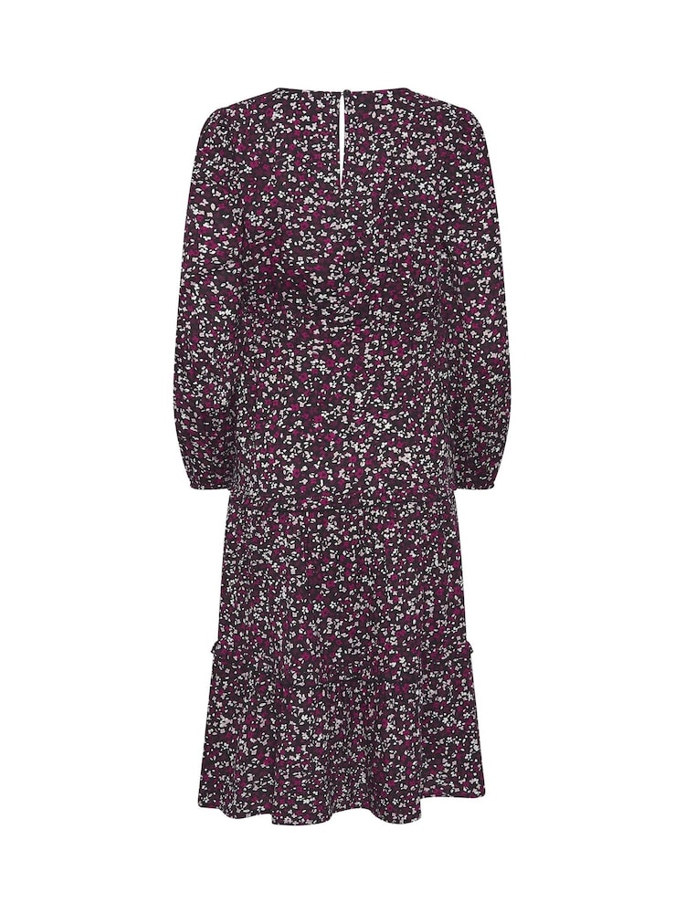 M&Co Black Ditsy Ruffle Insert Long Sleeve Dress - Image 6 of 6 M&Co Black Ditsy Ruffle Insert Long Sleeve Dress - Image 6 of 6