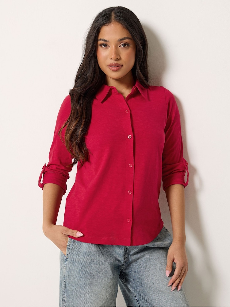 PixieGirl Petite Red Button Cotton Shirt - Image 1 of 6 PixieGirl Petite Red Button Cotton Shirt - Image 1 of 6