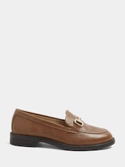 Yours Curve Brown Wide Fit Snaffle Trim Leather Loafers - Image 2 of 5