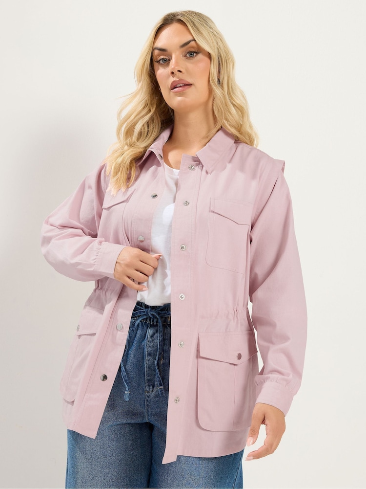 Yours Curve Pink Carpenter Jacket - Image 2 of 7 Yours Curve Pink Carpenter Jacket - Image 2 of 7