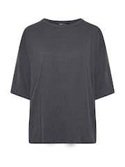 Yours Curve Grey Oversized Boxy T-Shirt - Image 5 of 6