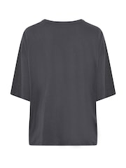 Yours Curve Grey Oversized Boxy T-Shirt - Image 6 of 6