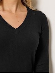 Long Tall Sally Black Knitted V-Neck Jumper - Image 4 of 5