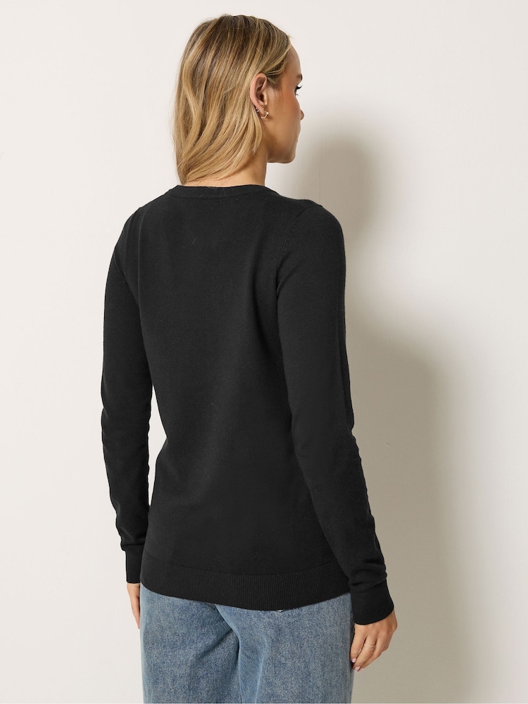 Long Tall Sally Black Knitted Crew Neck Jumper - Image 2 of 5 Long Tall Sally Black Knitted Crew Neck Jumper - Image 2 of 5