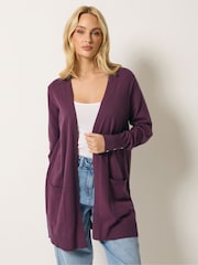 M&Co Purple Button Detail Midi Cardigan - Image 1 of 5