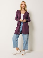 M&Co Purple Button Detail Midi Cardigan - Image 2 of 5