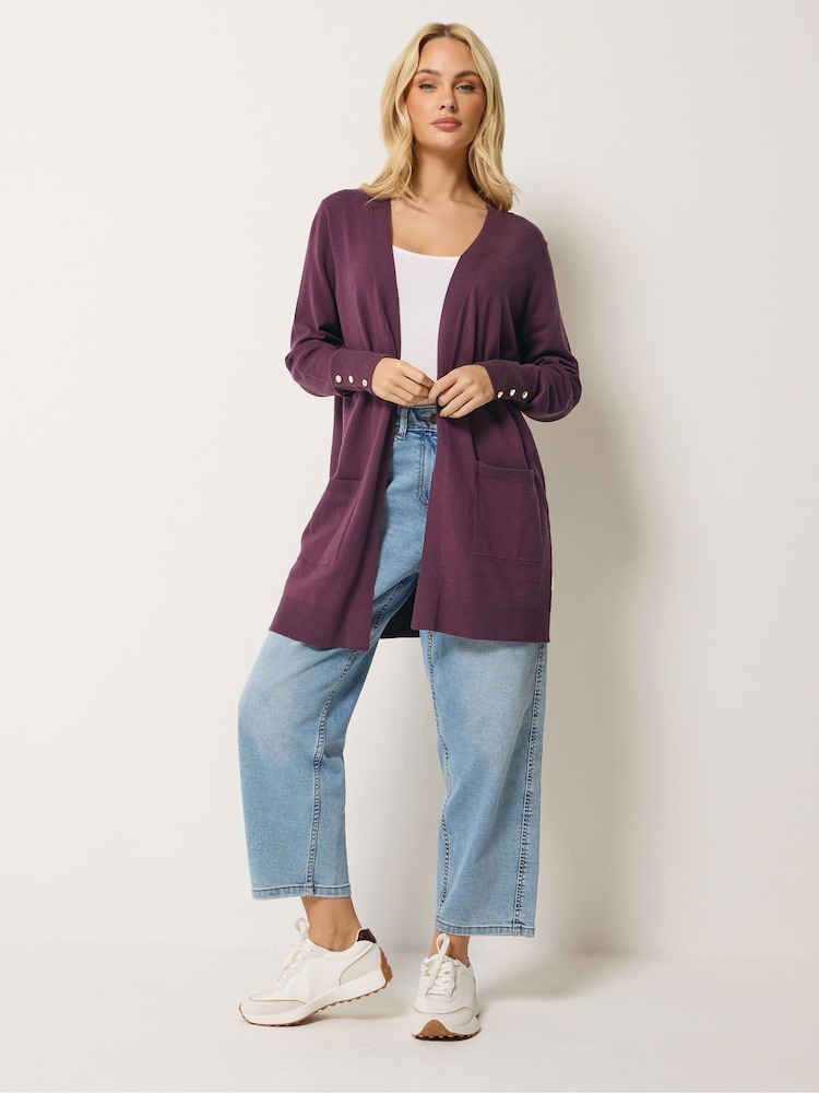 M&Co Purple Button Detail Midi Cardigan - Image 2 of 5
