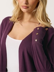M&Co Purple Button Detail Midi Cardigan - Image 4 of 5