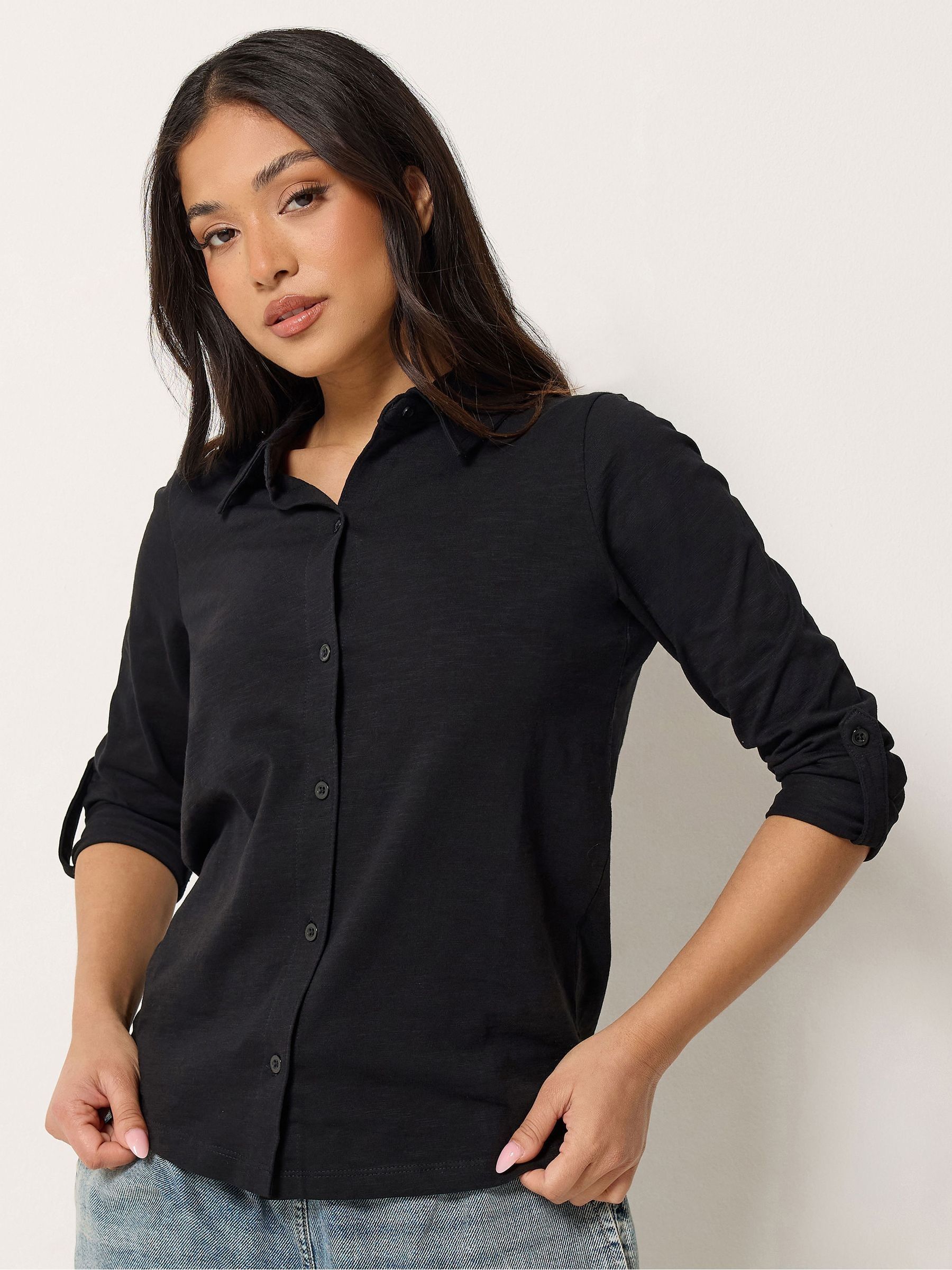 Pixiegirl Petite Women's Black Button Cotton Shirt - Image 1