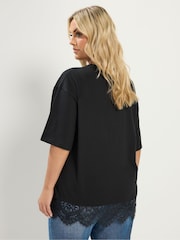 Yours Curve Black Lace T-Shirt - Image 3 of 4