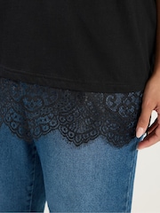 Yours Curve Black Lace T-Shirt - Image 4 of 4