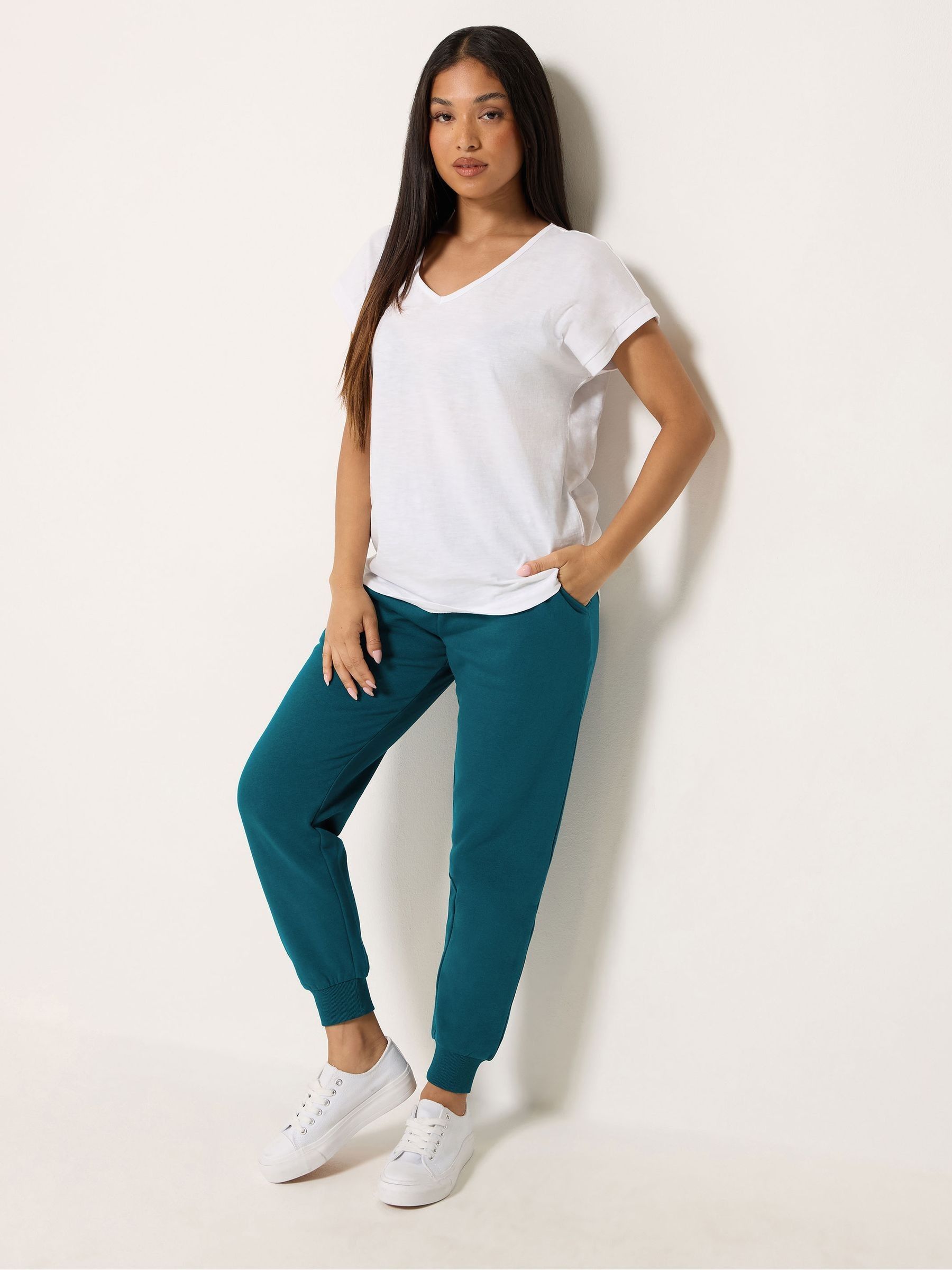 M&Co Women's Teal Petite Cuffed Joggers In | Size: 18 - Image 3