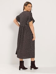 Brązowy - Yours Curve Frill Sleeve Maxi Dress - Obraz 3 z 6