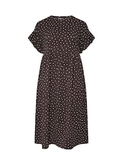 Brązowy - Yours Curve Frill Sleeve Maxi Dress - Obraz 5 z 6