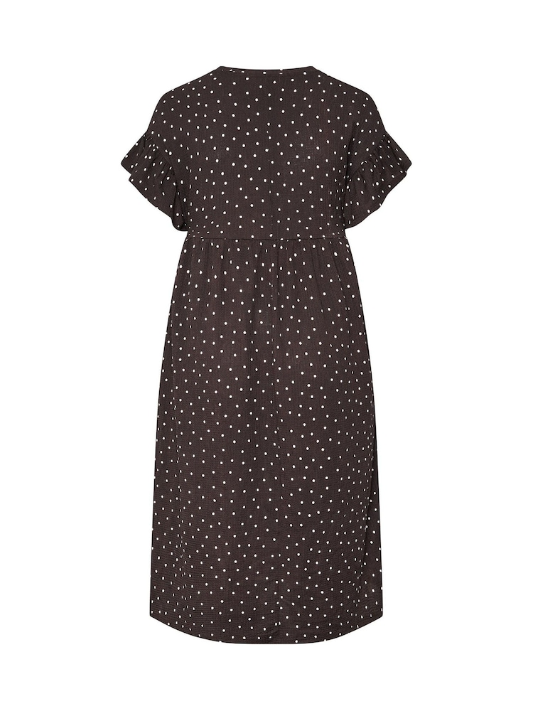 Brązowy - Yours Curve Frill Sleeve Maxi Dress - Obraz 6 z 6 Brązowy - Yours Curve Frill Sleeve Maxi Dress - Obraz 6 z 6