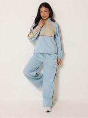 PixieGirl Petite Blue Colourblock Wide Leg Joggers - Image 1 of 6