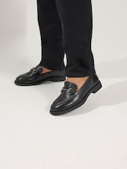 Yours Curve Black Extra Wide Fit Snaffle Trim Leather Loafers - Image 3 of 6