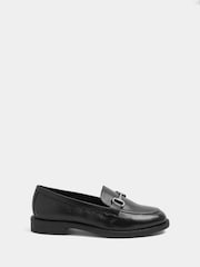 Yours Curve Black Extra Wide Fit Snaffle Trim Leather Loafers - Image 4 of 6