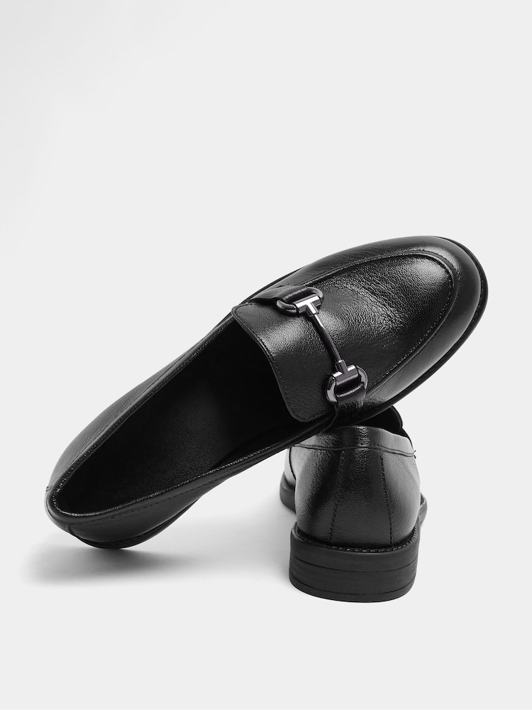 Yours Curve Black Extra Wide Fit Snaffle Trim Leather Loafers - Image 6 of 6