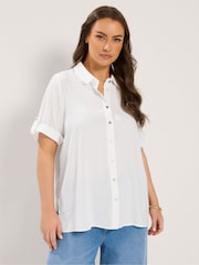 Yours Curve White Short Sleeve Relaxed Shirt - Image 2 of 6