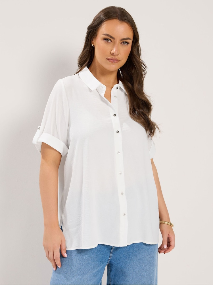 Yours Curve White Short Sleeve Relaxed Shirt - Image 2 of 6
