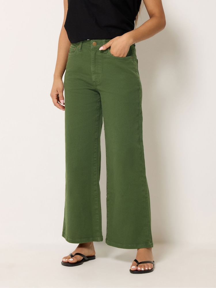 M&Co Green Petite Wide Leg Jeans - Image 1 of 5 M&Co Green Petite Wide Leg Jeans - Image 1 of 5