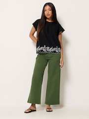 M&Co Green Petite Wide Leg Jeans - Image 2 of 5