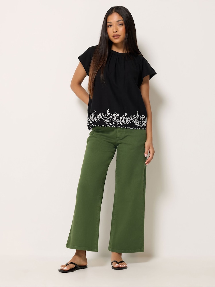 M&Co Green Petite Wide Leg Jeans - Image 2 of 5 M&Co Green Petite Wide Leg Jeans - Image 2 of 5